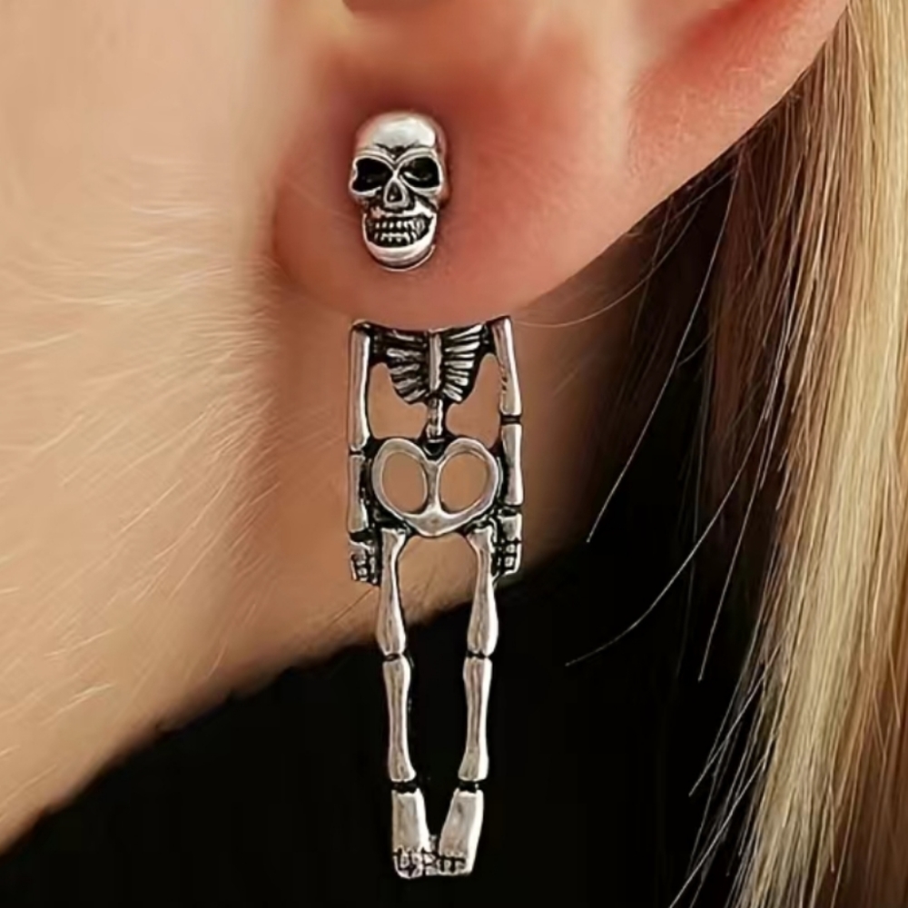 Skeleton Earrings Goldtone NIP - Picture 2 of 4